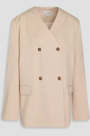 Loulou Studio Icha doppelreihiger Blazer aus Twill aus einer Baumwoll-Leinenmischung - Weiß - L