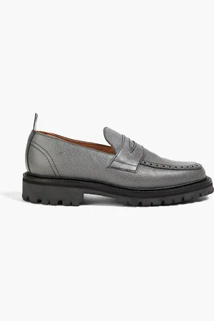 Thom Browne Penny Loafers aus perforiertem Narbenleder - Grau - US 8