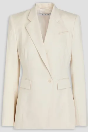 Another Tomorrow Doppelreihiger Blazer aus Twill aus einer Wollmischung - Weiß - IT 48