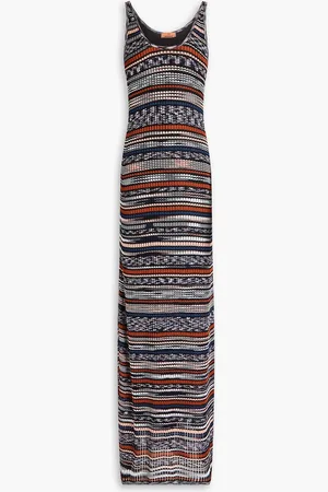 Missoni Geripptes Maxi-Strickkleid in Häkeloptik in Space-Dye-Optik - Blau - IT 38