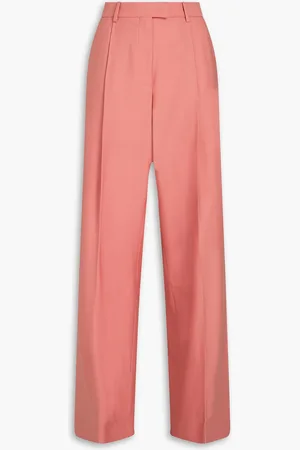 Another Tomorrow Hose mit weitem Bein aus Woll-Crêpe mit Falten - Pink - IT 44