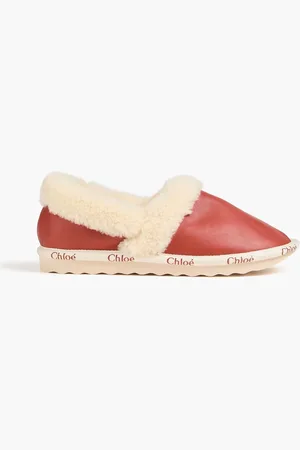 Chloé Woody Slippers aus Shearling - Rot - EU 36