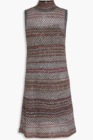 Missoni Mini-Strickkleid mit Metallic-Effekt, Rollkragen und Pailletten in Häkeloptik - - IT 44