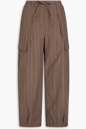 Brunello Cucinelli Cargohose aus einer Baumwollmischung mit Nadelstreifen und Zierperlen - - IT 40