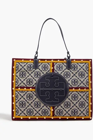Tory Burch Ella Tote Bag aus Leder, Veloursleder und Jacquard - Blau - OneSize