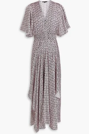 Maje Gerafftes Maxikleid aus Satin mit Print - Pink - FR 40