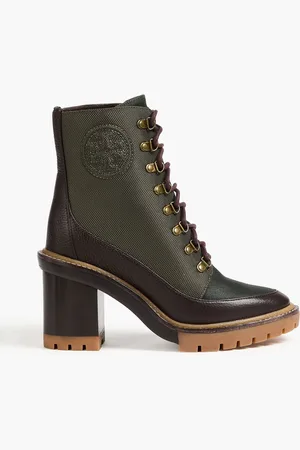 Tory Burch Textured-shell and pebbled-leather ankle boots - Grün - US 5