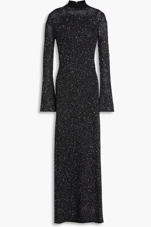 Maje Verziertes Maxikleid aus Lochstrick mit Metallic-Effekt - - FR 34