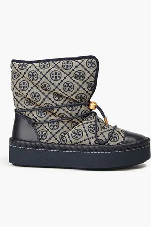 Tory Burch Schneestiefel aus Jacquard und Leder - Blau - US 9.5
