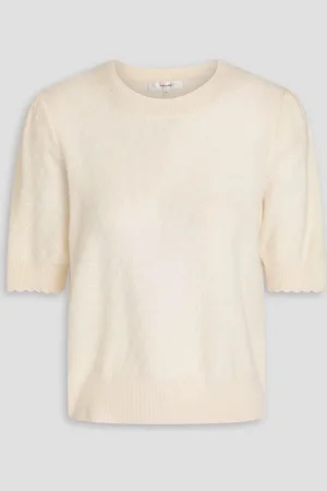 Frame Kaschmirpullover in Pointelle-Strick - Weiß - L