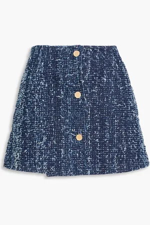Frame Minirock aus Denim-Bouclé - Blau - US 6