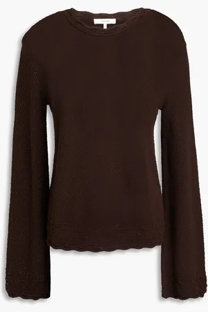 Frame Pullover aus Pointelle-Strick mit Häkelbesatz - Braun - XS