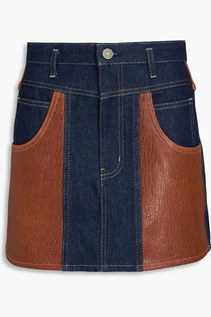 Frame Atelier Minirock aus Denim und Leder - Blau - 28