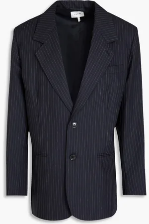 Frame Blazer aus einer Woll-Baumwollmischung mit Nadelstreifen - Blau - L