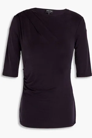 Giorgio Armani Oberteil aus Jersey aus einer Cupromischung mit Drapierung - Lila - IT 48