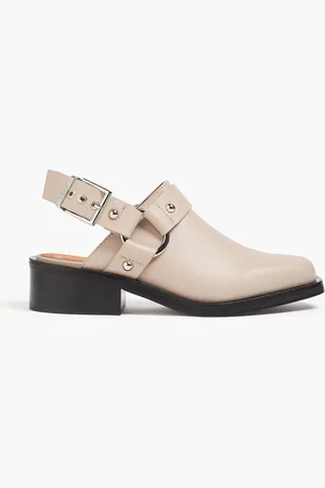Ganni Slingback-Pumps aus einer Ledermischung mit Verzierung - Neutral - EU 36
