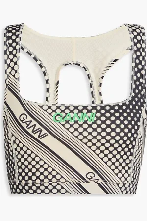 Ganni Sport-BH aus Stretch-Material mit Cut-outs und Print - - S