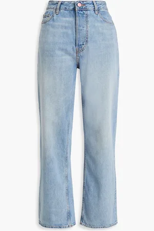Ganni Hoch sitzende Jeans mit geradem Bein in ausgewaschener Optik - Blau - 32W-32L