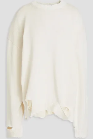 Helmut Lang Pullover aus einer Baumwollmischung in Distressed-Optik - Weiß - XXS