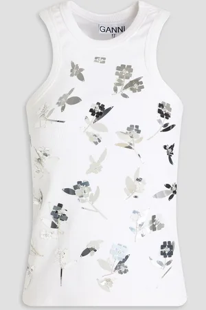 Ganni Tanktop aus Jersey aus einer Baumwollmischung mit Verzierung - - DE 42