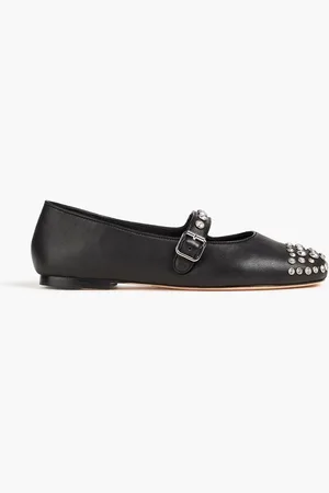Sandro Crystal-embellished leather ballet flats - - EU 36