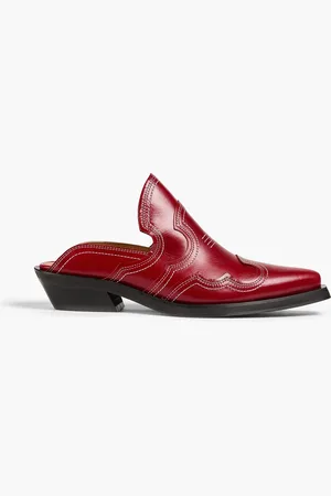 Ganni Mules aus Leder - Rot - EU 38