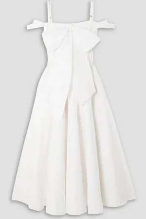 Patou Midikleid aus Popeline mit Raffung, Schleife und Cut-outs - - FR 38
