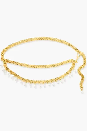 Rowen Rose Goldfarbener Gürtel mit Kunstperlen - Metallic - ONESIZE