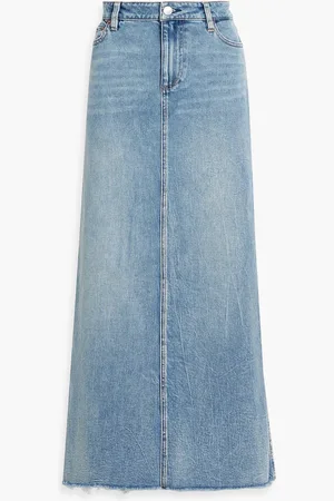 ALICE+OLIVIA Alice Olivia - Marissa Maxirock aus Denim in Distressed-Optik - Blau - 31