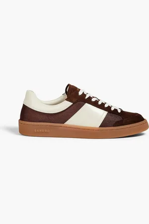 Sandro Zweifarbige Sneakers aus Mesh, Leder und Veloursleder - Braun - EU 40