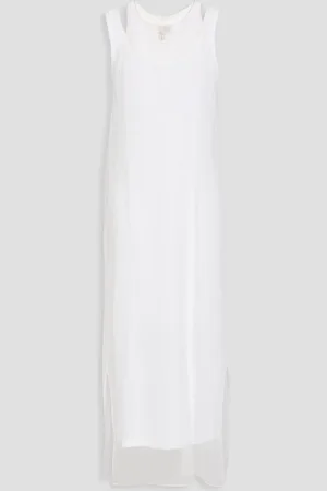 Brunello Cucinelli Mehrlagiges Midikleid aus Organza und Stretch-Baumwoll-Jersey - - S