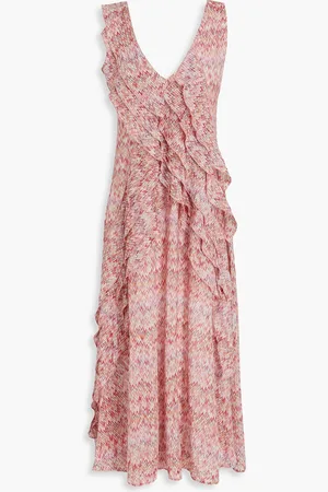 Missoni Midi-Strickkleid in Häkeloptik mit Metallic-Effekt und Rüschen - Pink - IT 40
