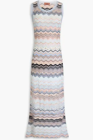 Missoni Maxi-Strickkleid in Häkeloptik mit Metallic-Effekt und Pailletten - Blau - IT 44