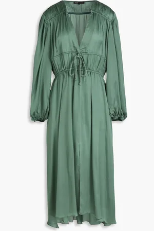 Maje Midikleid aus Cupro-Satin mit Bindedetail - Grün - FR 38