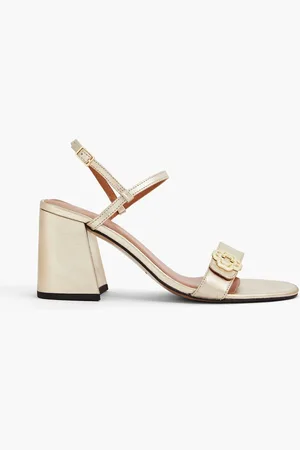 Maje Embellished metallic leather sandals - Metallic - EU 37