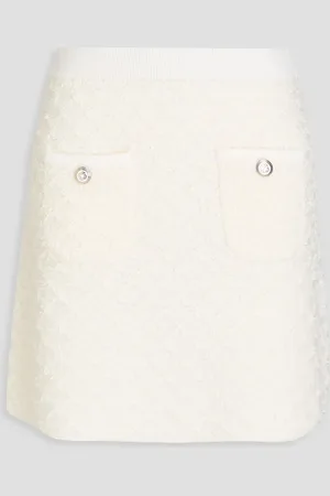 Maje Mini-Strickrock mit Fransen - Weiß - FR 40