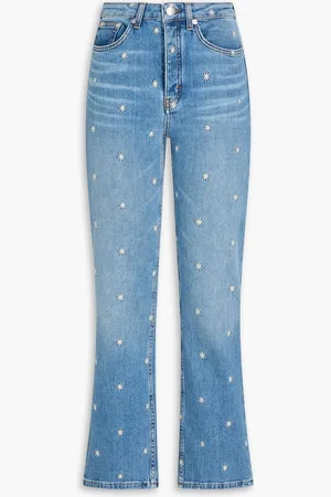 Maje Hoch sitzende Bootcut-Jeans mit Stickereien - Blau - FR 34