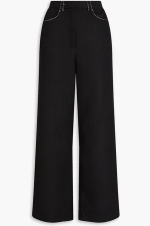 Maje Chain-embellished tweed wide-leg pants - - FR 34