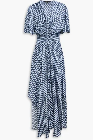 Maje Asymmetrisches Maxikleid aus Satin mit Print - Blau - FR 34