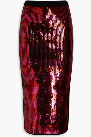 Carolina Herrera Midirock aus Wolle mit Pailletten - - XXL