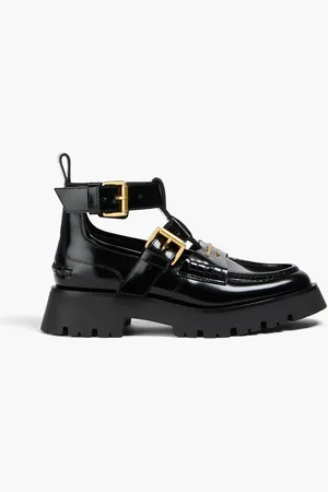 Alexander Wang Carter embellished cutout glossed-leather ankle boots - - EU 35.5