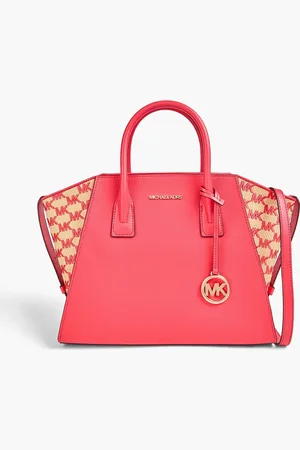 Michael Kors Avril Tote Bag aus Narbenleder und Raffiabastimitat - Orange - OneSize