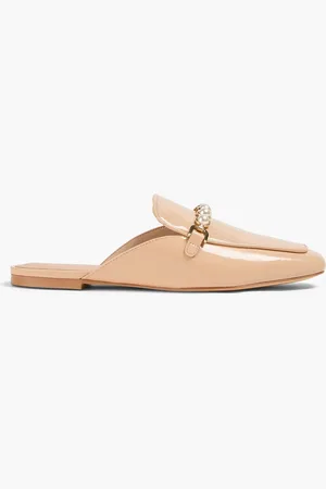 Stuart Weitzman Perla Slippers aus Lackleder mit Kunstperlen - Neutral - EU 37.5