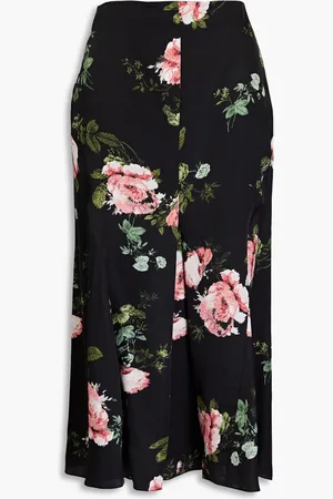 Erdem Cavendish plissierter Midirock aus Seersucker mit floralem Print - - UK 10