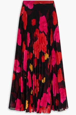 Erdem Midirock aus Georgette mit Falten und Blumenprint - - UK 16
