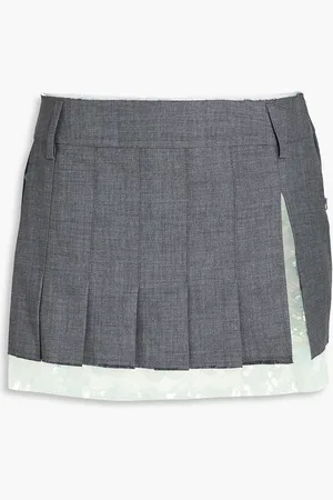 16Arlington Mehrlagiger Minirock aus Crêpe und Tüll mit Pailletten - Grau - UK 10