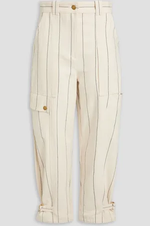 Tory Burch Cropped Cargohose aus Canvas aus einer Baumwollmischung mit Nadelstreifen - Weiß - US 10