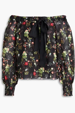 ALICE+OLIVIA Alice Olivia - Schulterfreies Oberteil aus Voile aus einer Baumwoll-Seidenmischung mit floralem Print - - S
