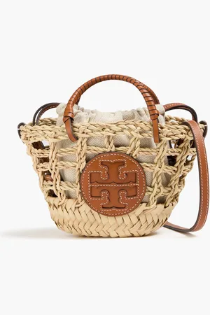 Tory Burch Ella mini Tote Bag aus Stroh mit Lederbesatz - Neutral - OneSize