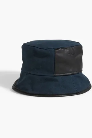 RAG&BONE Ellis Fischerhut aus Canvas mit Lederbesatz - Blau - ONESIZE